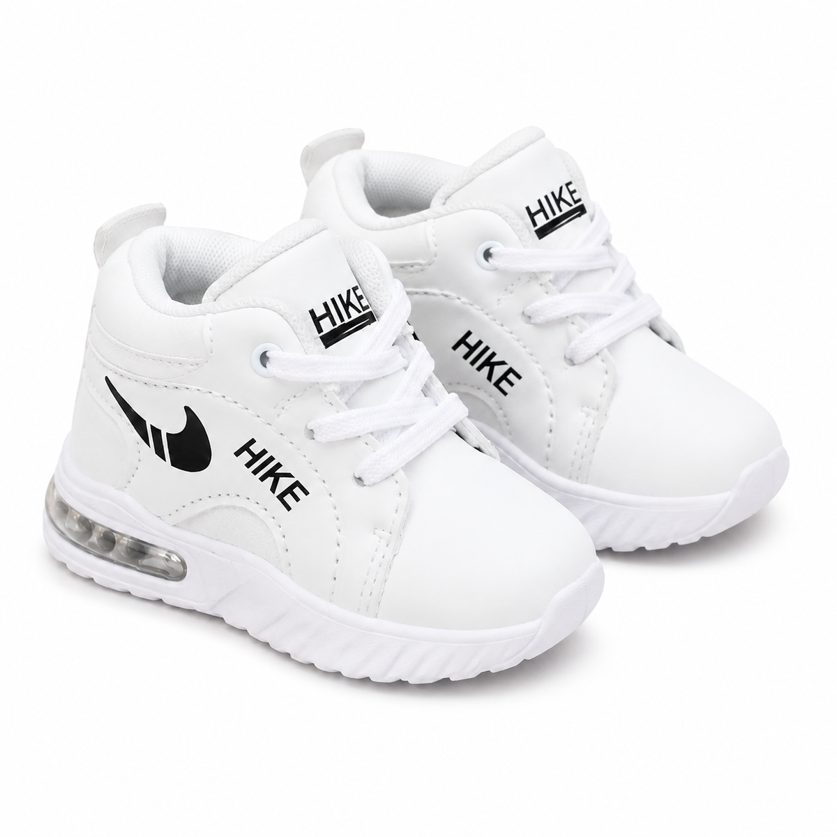 Kids White Air Sole Casual Sneakers | Stylish Lace-Up Sports Shoes