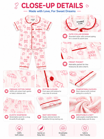 KriandKay Beach Baby Print Night Suit for Babies (12-34 Months)