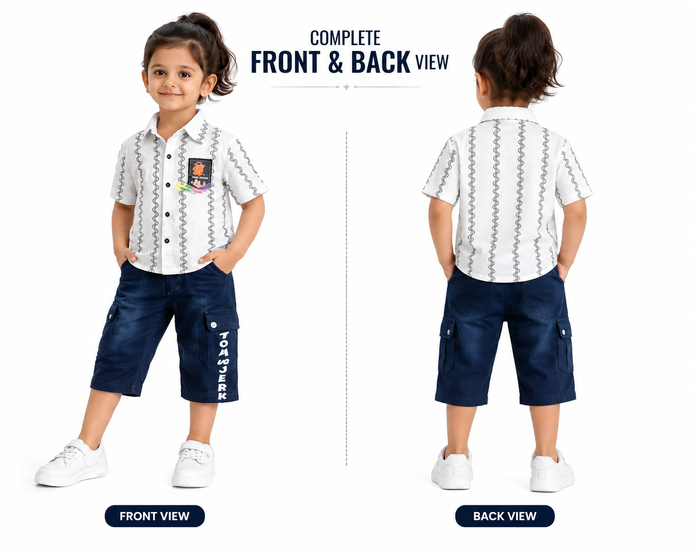 Boys Printed Cotton Shirt & Capri Set | Casual Kids Co-Ord Outfit