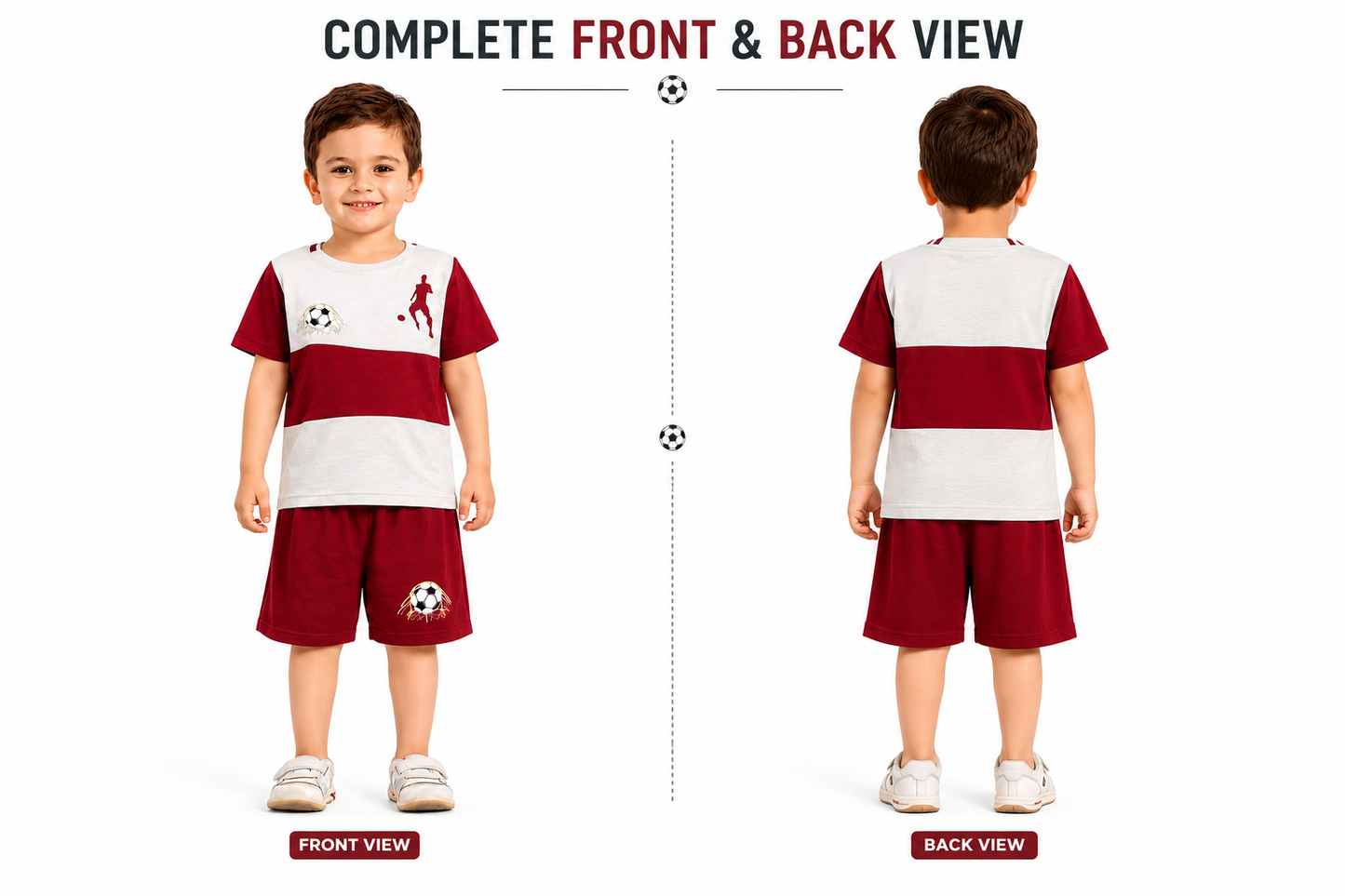 Boys Football Printed Cotton T-Shirt & Shorts Co-Ord Set | Sports Casual Outfit