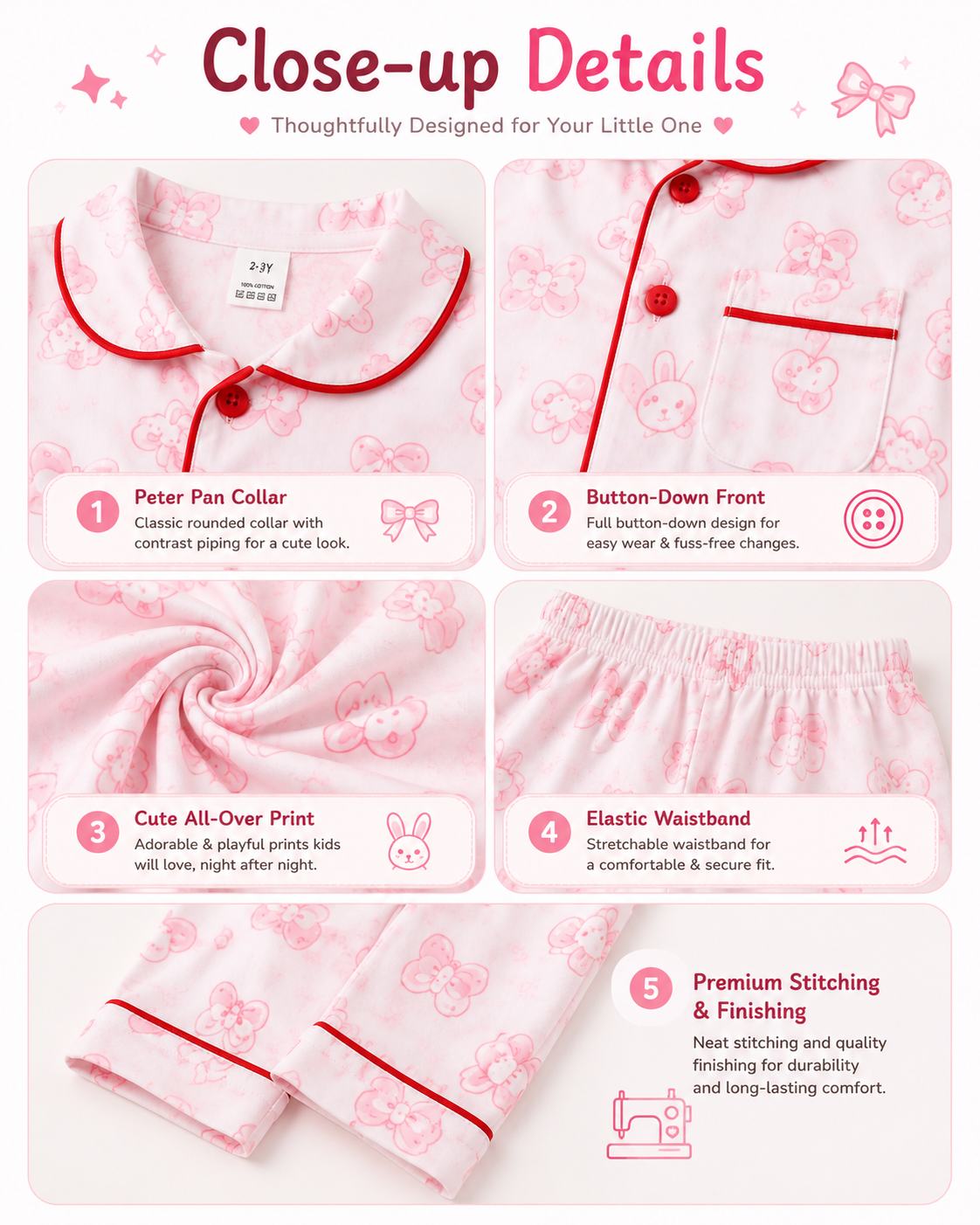 Girls Cotton Printed Night Suit Set | Soft Half Sleeve Shirt & Pyjama Sleepwear