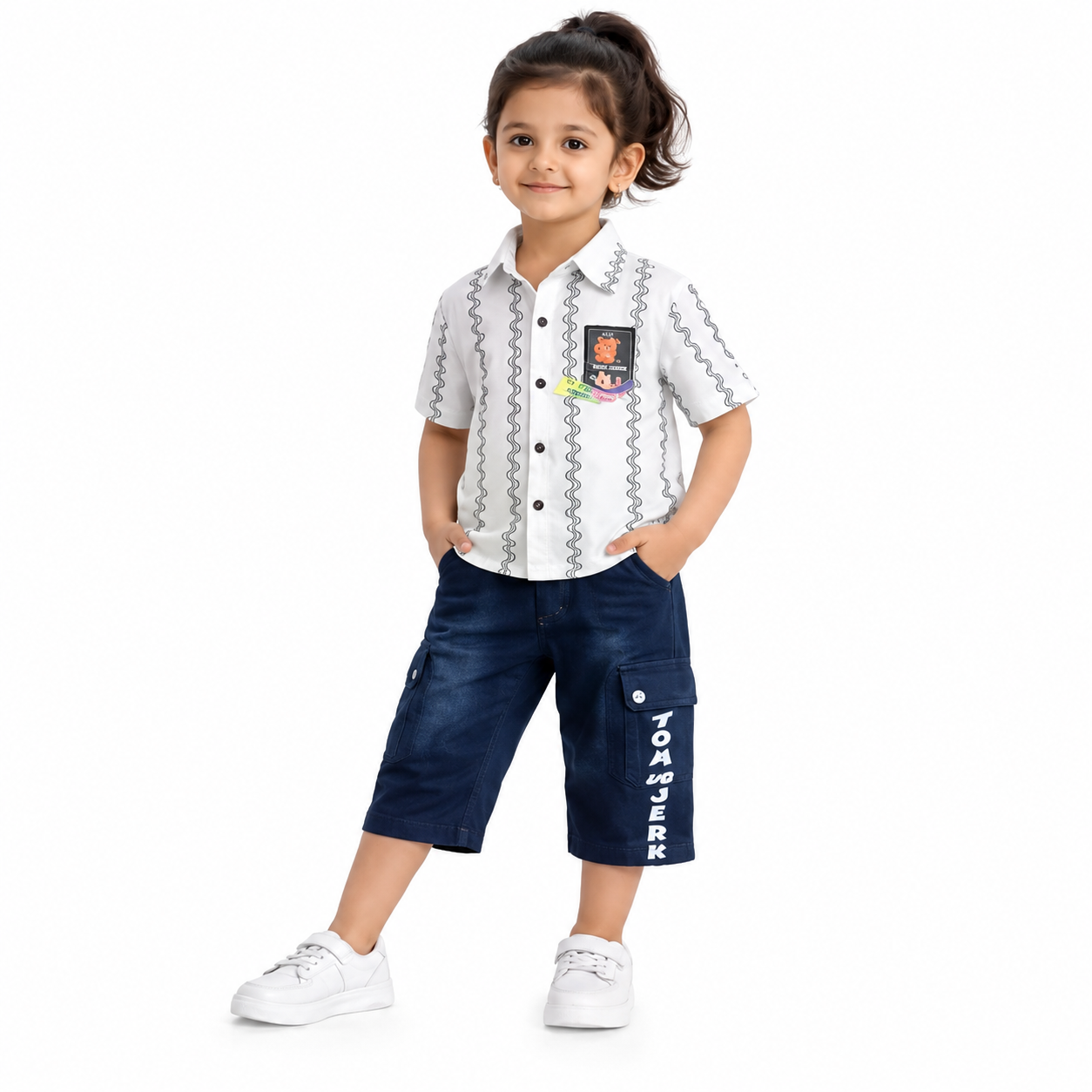 Boys Printed Cotton Shirt & Capri Set | Casual Kids Co-Ord Outfit