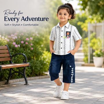 Boys Printed Cotton Shirt & Capri Set | Casual Kids Co-Ord Outfit