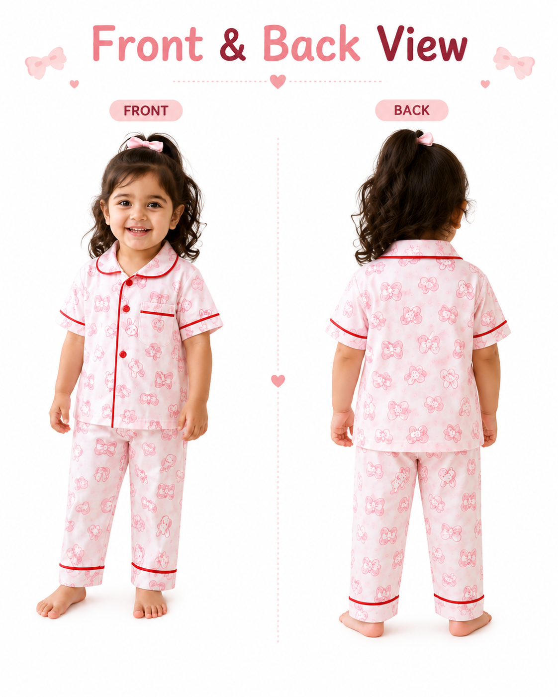 Girls Cotton Printed Night Suit Set | Soft Half Sleeve Shirt & Pyjama Sleepwear
