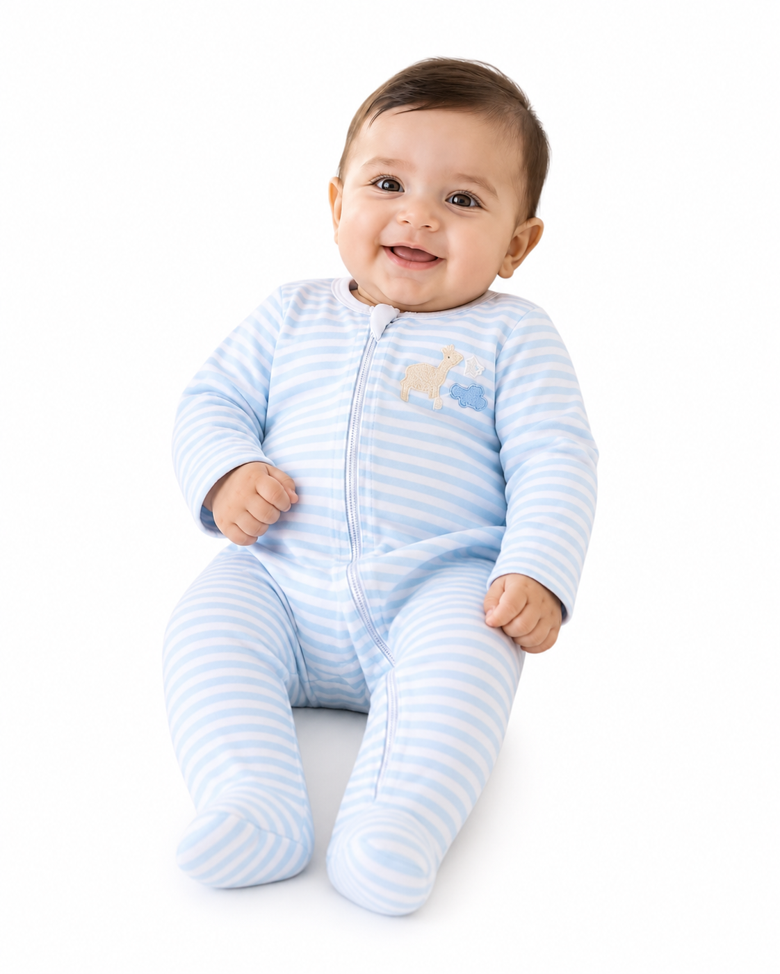 Baby Cotton Full Sleeve Sleepsuit with Front Zip | Soft & Comfortable Baby Romper