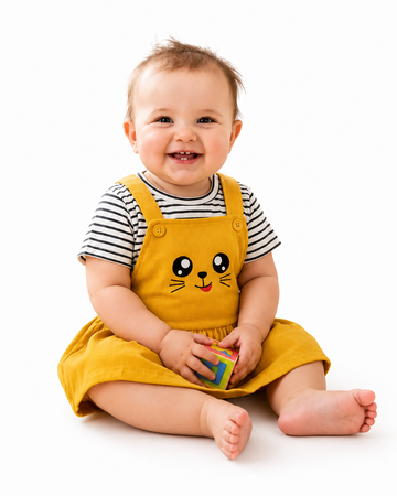 Girls Cotton Dungaree Dress with Striped T-Shirt | Cute Casual Outfit