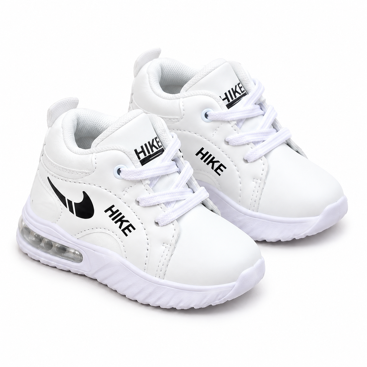 Kids White Air Sole Casual Sneakers | Stylish Lace-Up Sports Shoes
