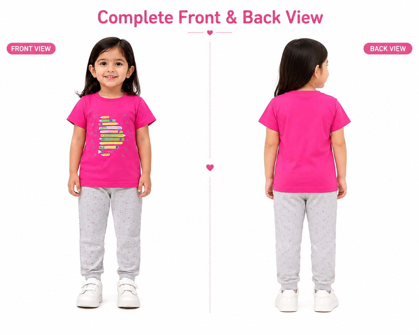 Girls Printed Cotton T-Shirt & Jogger Pants Co-Ord Set | Casual Kids Outfit