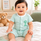 KriandKay Baby Half Romper – Striped Dino Print (9 Months)
