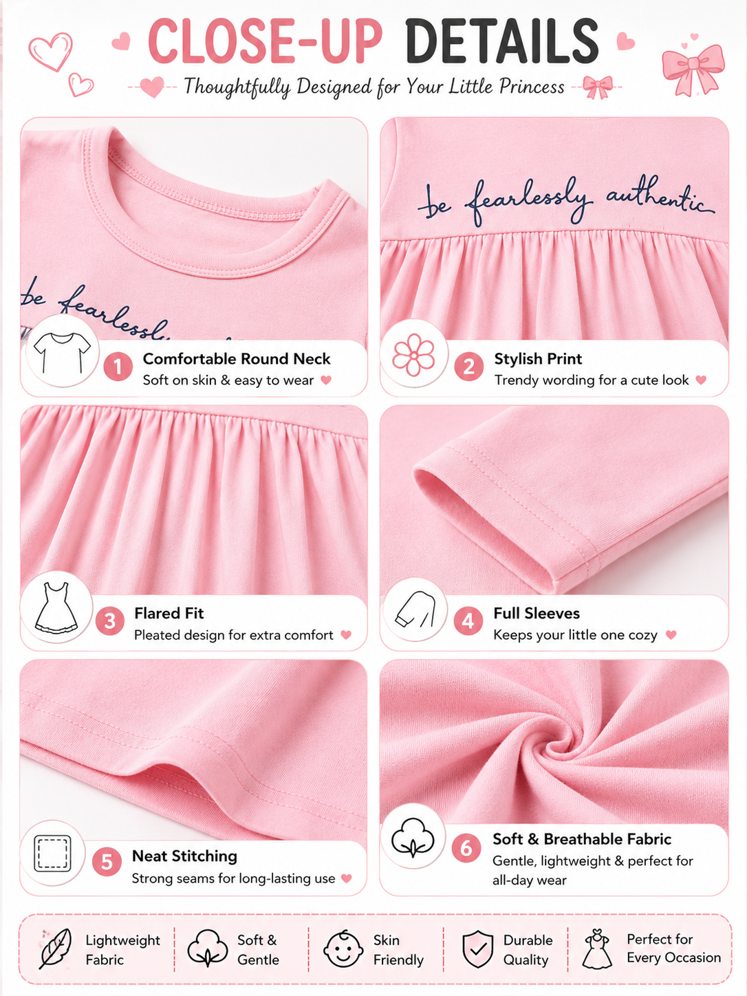 KriandKay Girls Pink Printed Tunic Top with Leggings Set