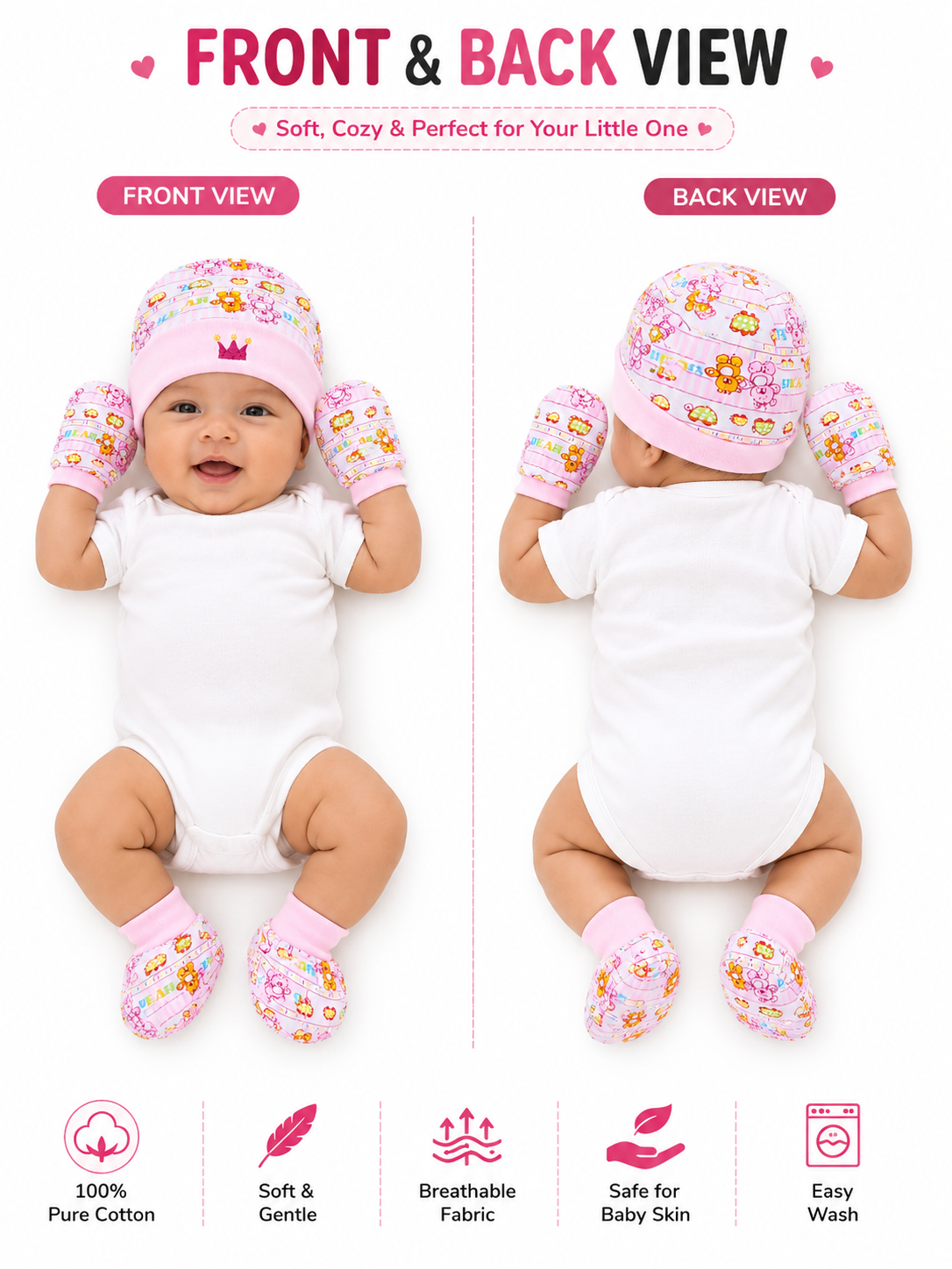 KriandKay New Born Baby Cap, Socks & Hand Gloves Set