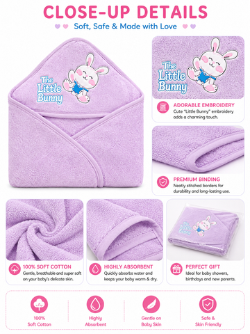 KriandKay Little Bunny Baby Hooded Towel