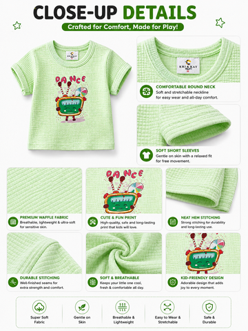 KriandKay Baby Ribbed Dance Print T-Shirt & Shorts Set