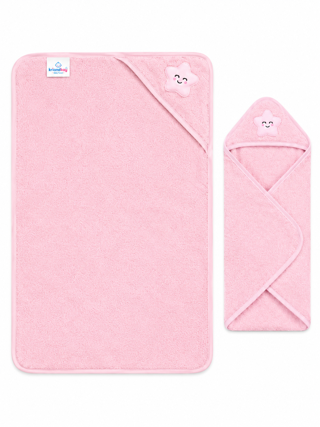 KriandKay Baby Hooded Towel – Soft Cotton, Star Design