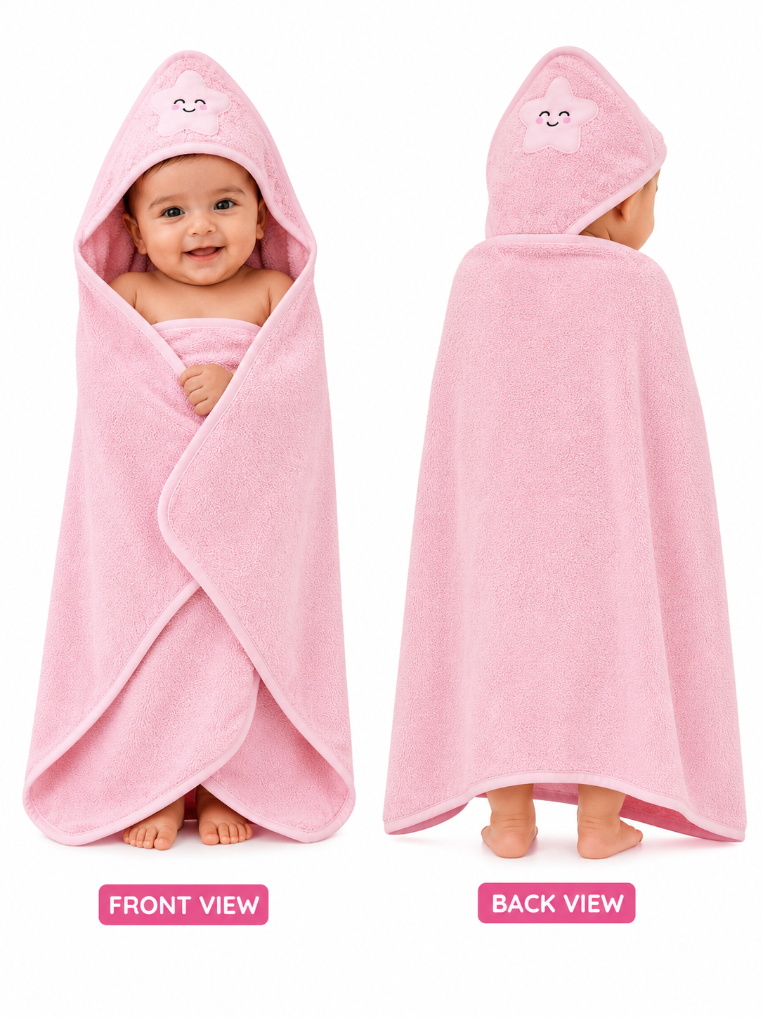 KriandKay Baby Hooded Towel – Soft Cotton, Star Design