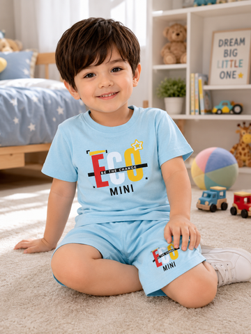 KriandKay Boys Eco Mini Printed T-Shirt & Shorts Co-ord Set